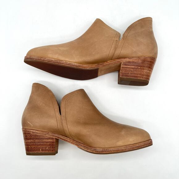 NISOLO Mia Everyday Ankle Bootie Womens 9 Tan Almond Leather Split Shaft Heeled - Picture 6 of 16